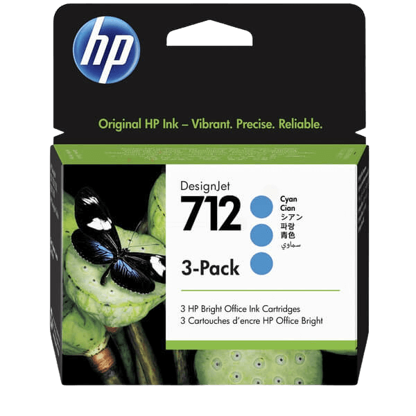 HP Original 712 3ED77A Triple pack cyan bläckpatron | Innehåll: 3 x 29 ml.