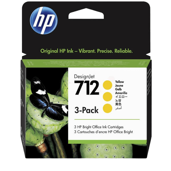 HP Original 712 3ED79A Triple pack gul bläckpatron | Innehåll: 3 x 29 ml.