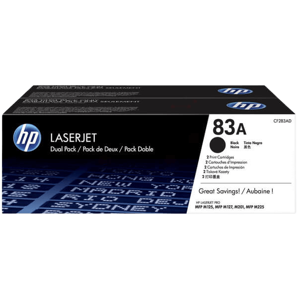 HP Original 83A CF283AD twin pack svart toner | Innehåll: 3000 sidor
