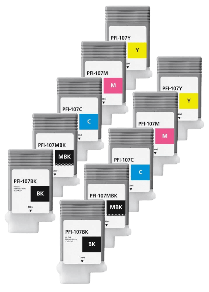 PixoJet Canon PFI-107 rabattpaket - 10 st.