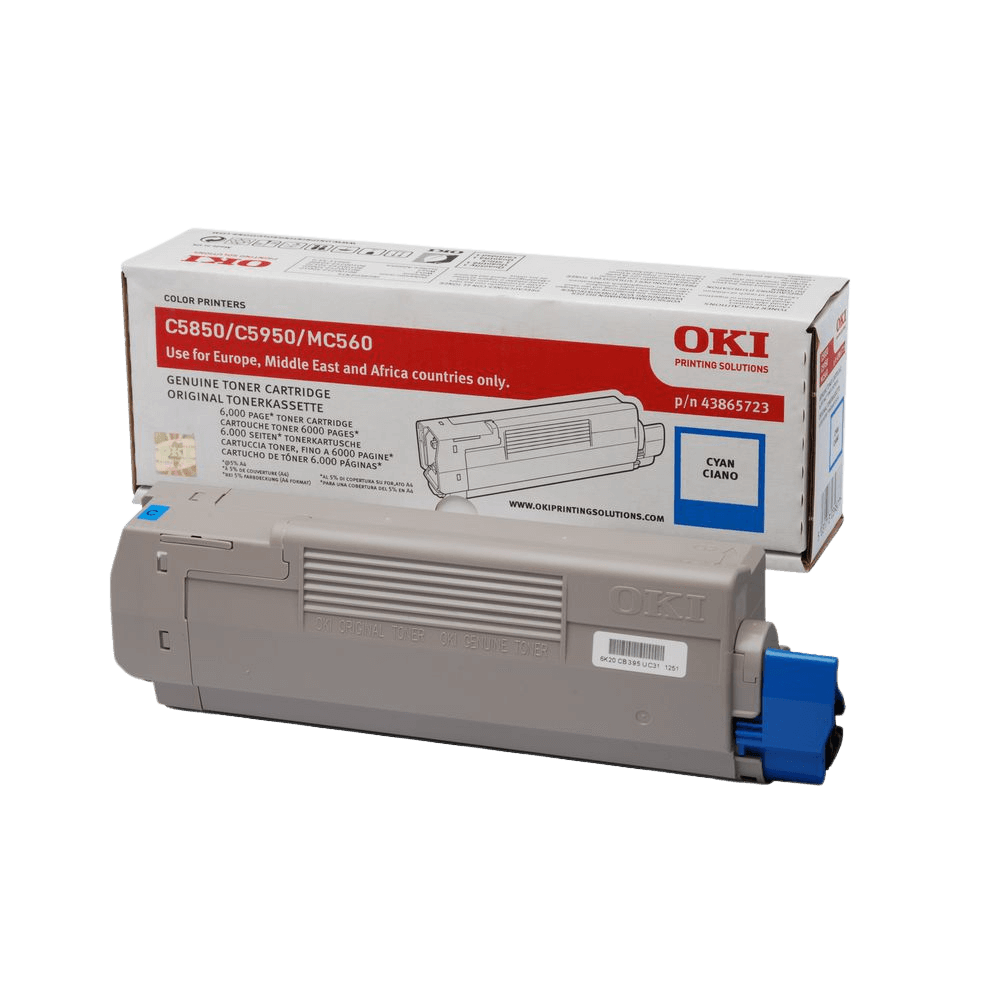 OKI Original 43865723 cyan toner | Innehåll: 6000 sidor